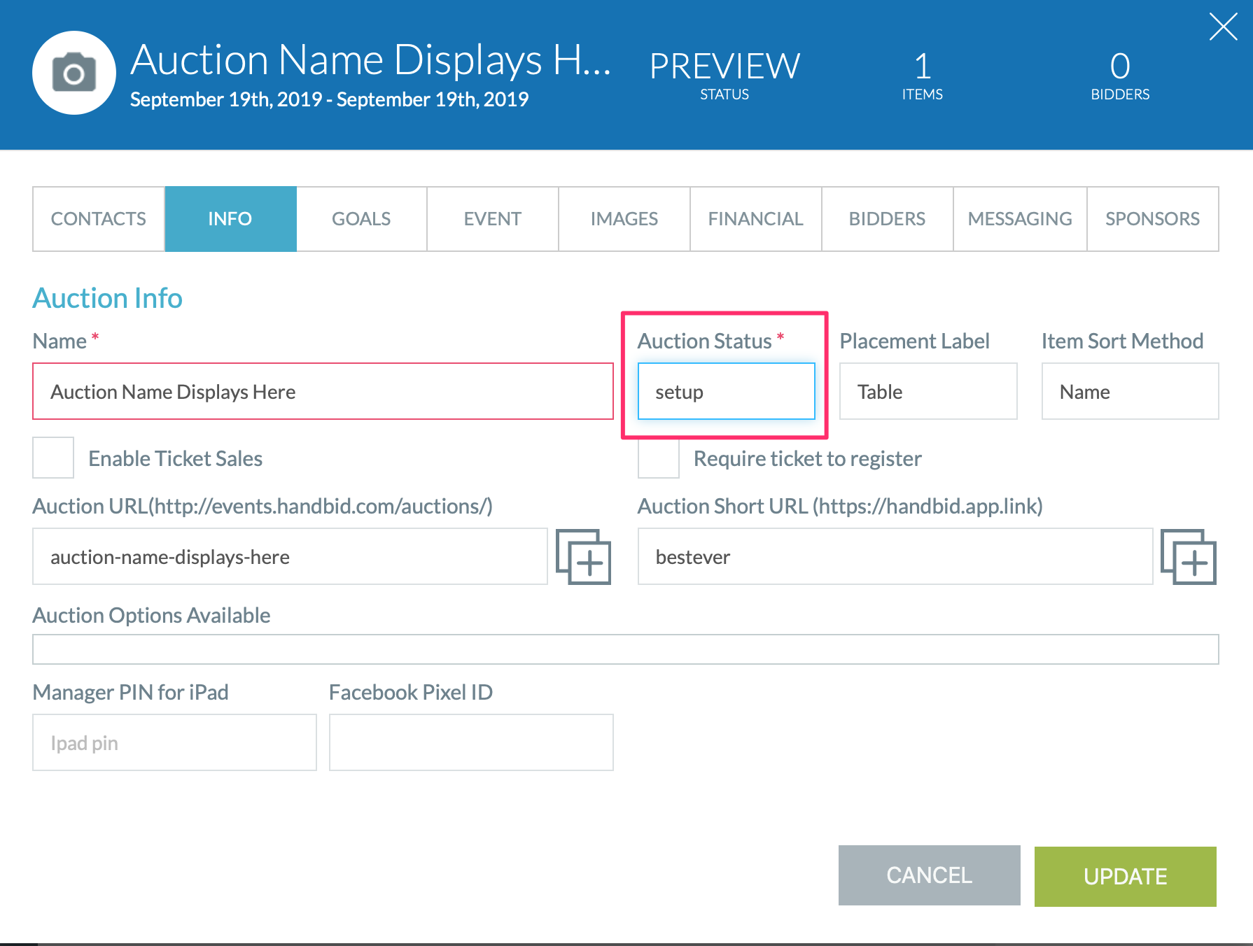 How to Change Your Auction Status